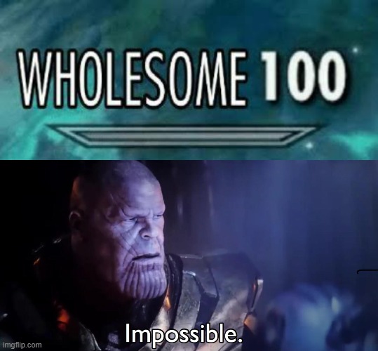 image tagged in wholesome 100,thanos impossible | made w/ Imgflip meme maker