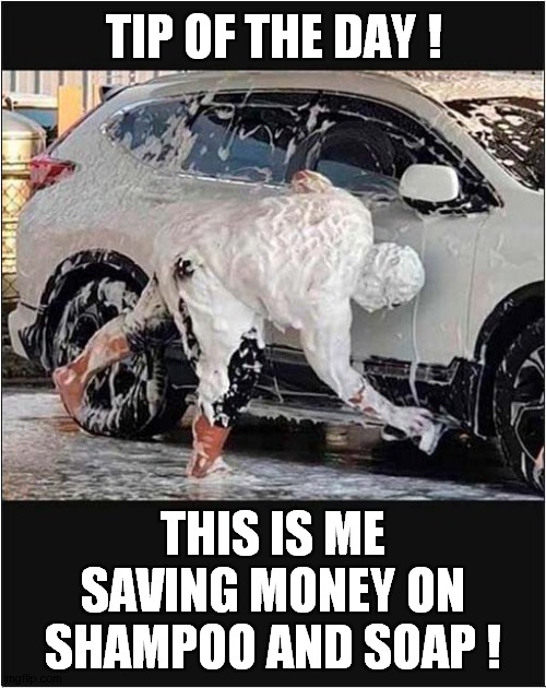 Money Saving Expert ! | TIP OF THE DAY ! THIS IS ME SAVING MONEY ON SHAMPOO AND SOAP ! | image tagged in tips,money | made w/ Imgflip meme maker
