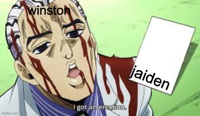 i know this was a month or more ago but i had to post this | winston; jaiden | image tagged in jojo i got an erection | made w/ Imgflip meme maker