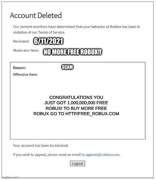 banned from ROBLOX - Imgflip