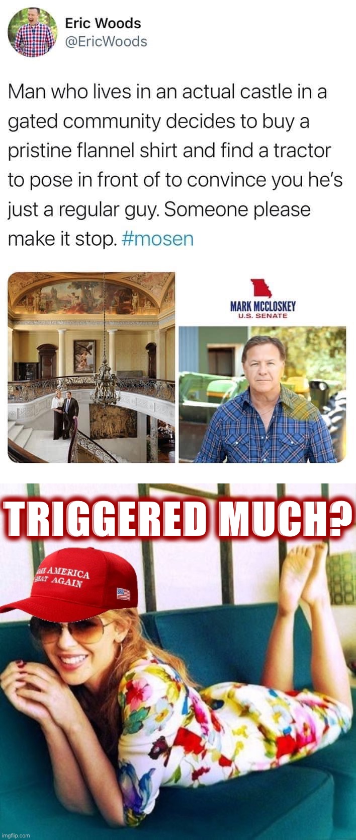 McCloskey is running & THE LEFT HATES IT!!! | TRIGGERED MUCH? | image tagged in mccloskey runs for senate,maga kylie | made w/ Imgflip meme maker