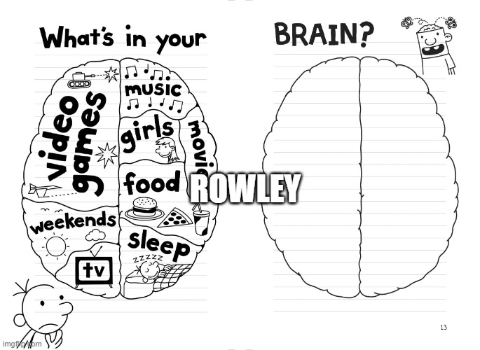 Diary of a wimpy kid brain | ROWLEY | image tagged in diary of a wimpy kid brain | made w/ Imgflip meme maker