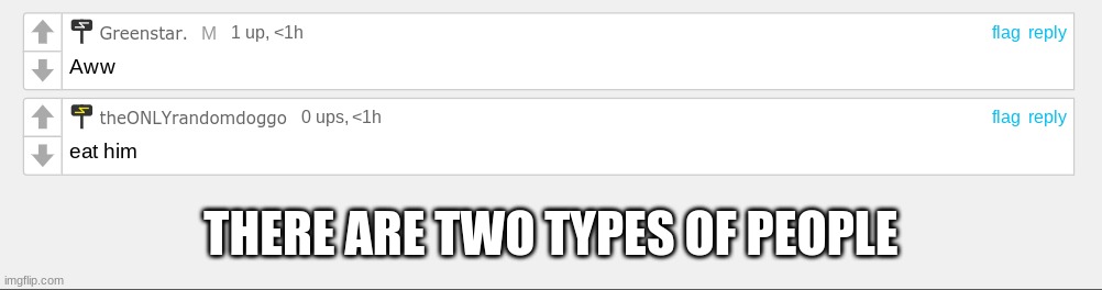 two types :) | THERE ARE TWO TYPES OF PEOPLE | made w/ Imgflip meme maker