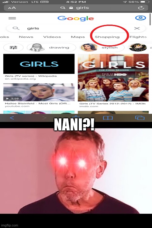 Nani? | NANI?! | image tagged in nani,memes,girls | made w/ Imgflip meme maker