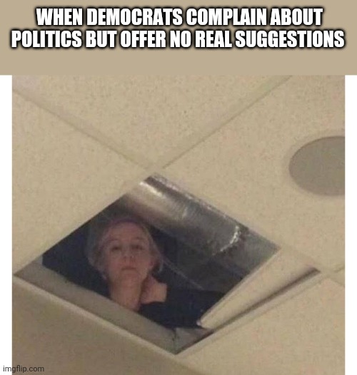 Politics and stuff | WHEN DEMOCRATS COMPLAIN ABOUT POLITICS BUT OFFER NO REAL SUGGESTIONS | image tagged in just watching | made w/ Imgflip meme maker