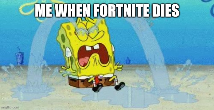 sad crying spongebob | ME WHEN FORTNITE DIES | image tagged in sad crying spongebob | made w/ Imgflip meme maker