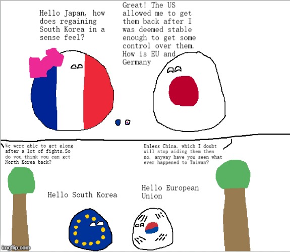 The children of the powerful | image tagged in eu,south korea,family,countryballs,comics | made w/ Imgflip meme maker
