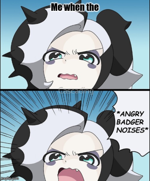 *Angry Badger Noises* | Me when the | image tagged in angry badger noises | made w/ Imgflip meme maker