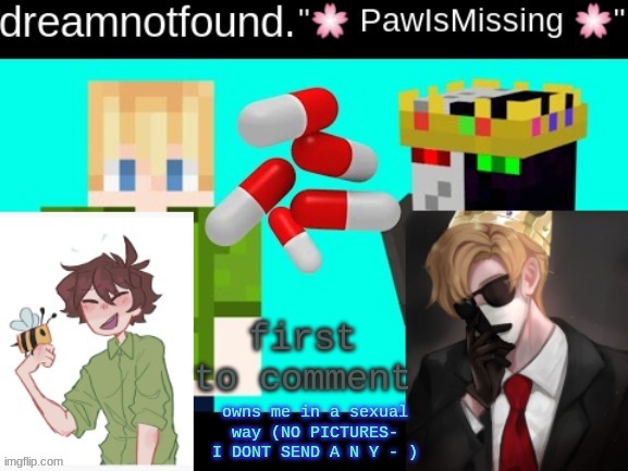 first to comment; owns me in a sexual way (NO PICTURES- I DONT SEND A N Y - ) | image tagged in p i l l s | made w/ Imgflip meme maker