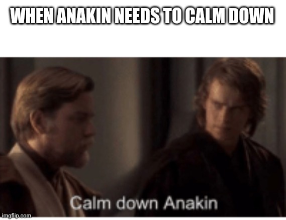 Calm down Anakin | WHEN ANAKIN NEEDS TO CALM DOWN | image tagged in calm down anakin | made w/ Imgflip meme maker
