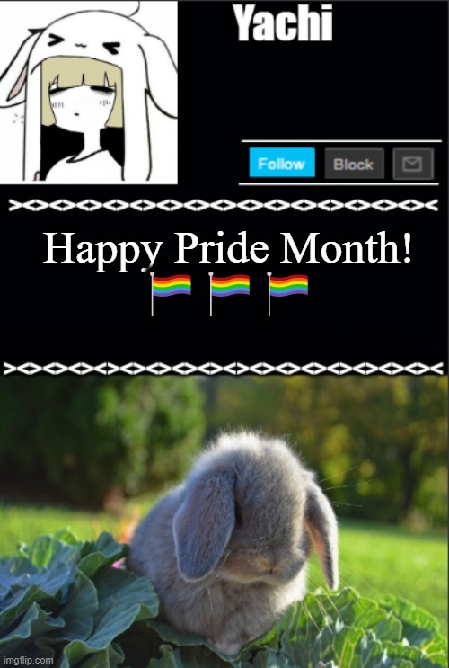 Yachi temp | Happy Pride Month! 🏳️‍🌈🏳️‍🌈🏳️‍🌈 | image tagged in yachi temp | made w/ Imgflip meme maker