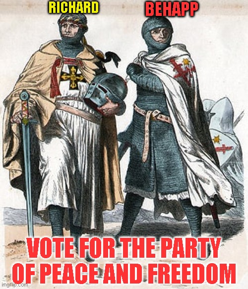 RICHARD; BEHAPP; VOTE FOR THE PARTY OF PEACE AND FREEDOM | made w/ Imgflip meme maker