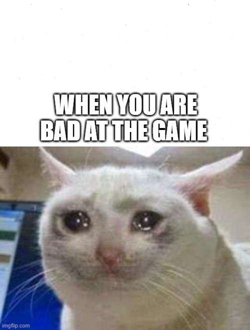 when your bad | WHEN YOU ARE BAD AT THE GAME | image tagged in sad cat | made w/ Imgflip meme maker