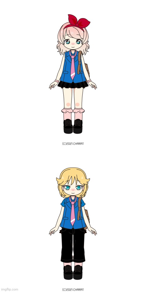 I was bored so I decided to make my OC Sayori and Senpai in this this little thing (Also sorry Senpai looks like a girl lol) | made w/ Imgflip meme maker