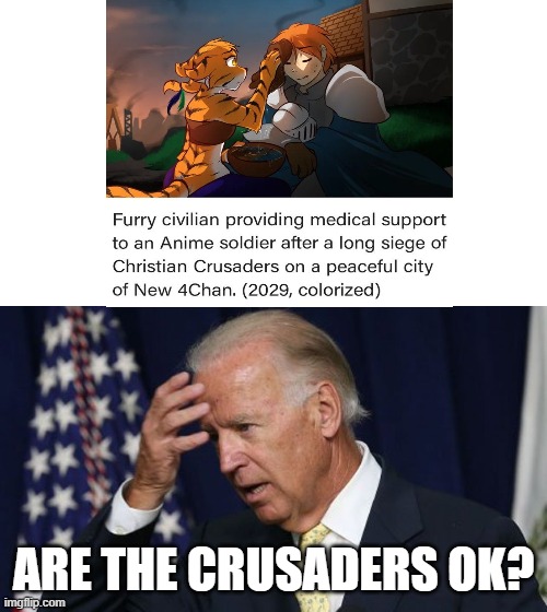 we need to know |  ARE THE CRUSADERS OK? | image tagged in joe biden worries,crusader | made w/ Imgflip meme maker