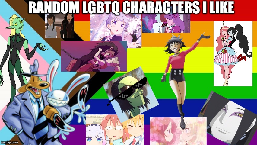 Happy pride month from a lonely lesbian. | RANDOM LGBTQ CHARACTERS I LIKE | image tagged in pride,lgbtq,cartoon,anime | made w/ Imgflip meme maker