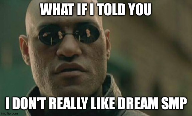 Matrix Morpheus | WHAT IF I TOLD YOU; I DON'T REALLY LIKE DREAM SMP | image tagged in memes,matrix morpheus | made w/ Imgflip meme maker