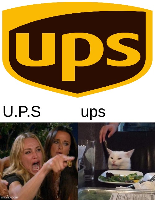 Woman Yelling At Cat | U.P.S; ups | image tagged in memes,woman yelling at cat | made w/ Imgflip meme maker