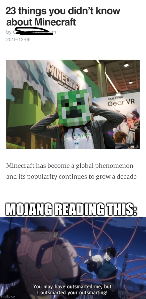 Read cor | MOJANG READING THIS: | image tagged in minecraft,mojang | made w/ Imgflip meme maker