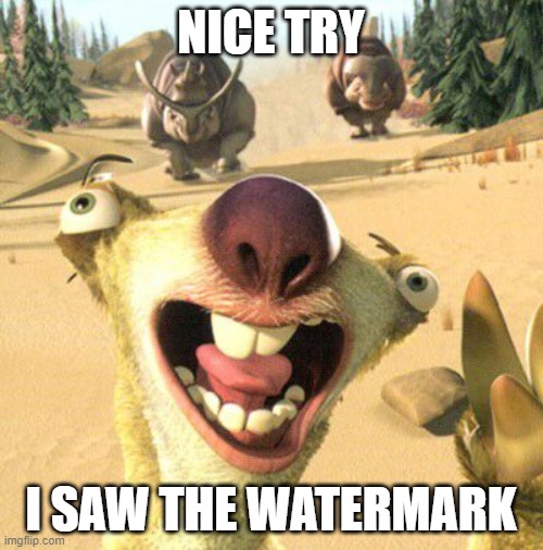 Yeah Nice Try Bucktooth | NICE TRY I SAW THE WATERMARK | image tagged in yeah nice try bucktooth | made w/ Imgflip meme maker