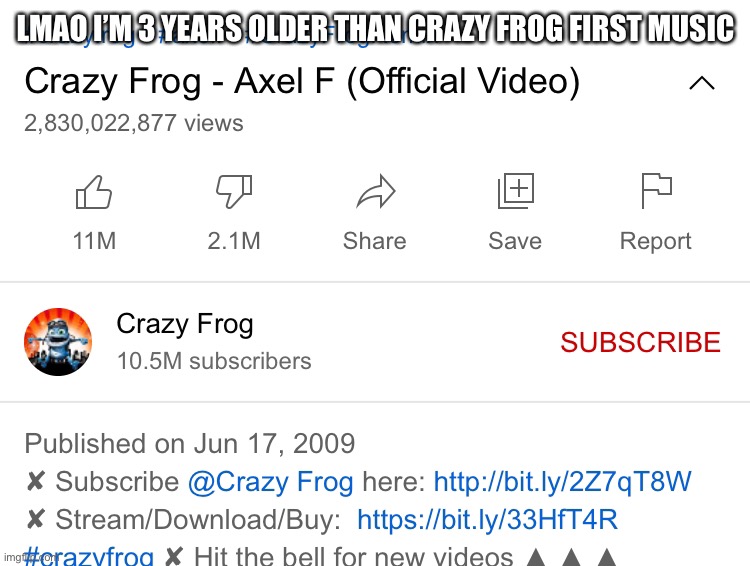 Nostalgia still hits hard | LMAO I’M 3 YEARS OLDER THAN CRAZY FROG FIRST MUSIC | made w/ Imgflip meme maker