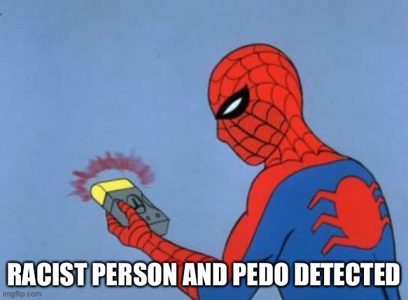 spiderman detector | RACIST PERSON AND PEDO DETECTED | image tagged in spiderman detector | made w/ Imgflip meme maker