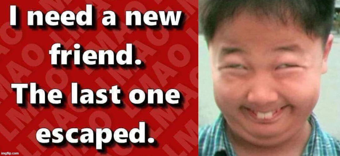 I need a new friend ! | image tagged in no escape | made w/ Imgflip meme maker