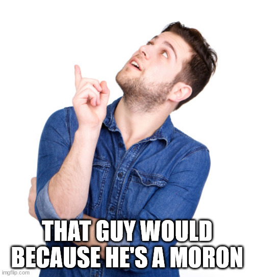 THAT GUY WOULD BECAUSE HE'S A MORON | made w/ Imgflip meme maker