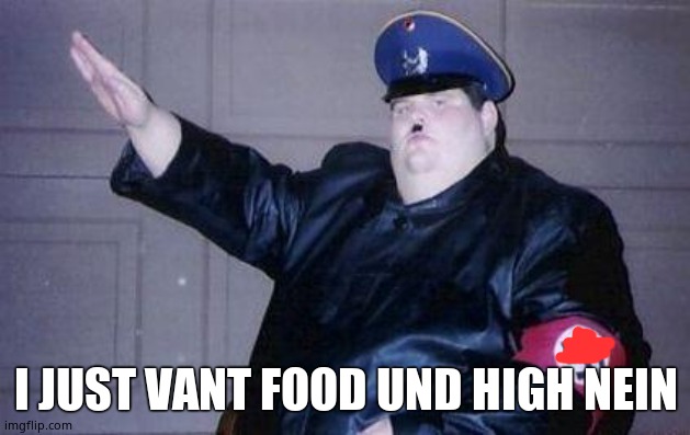 fat nazi | I JUST VANT FOOD UND HIGH NEIN | image tagged in fat nazi | made w/ Imgflip meme maker