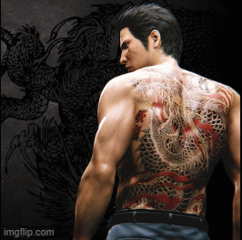 Yakuza 6 Kiryu | image tagged in yakuza 6,the song of life,dragon of dojima,yakuza tattoo | made w/ Imgflip images-to-gif maker