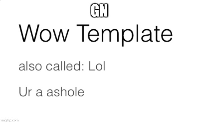 Gn | GN | image tagged in wow lol ur a ashole | made w/ Imgflip meme maker