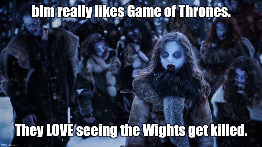 Wights | blm really likes Game of Thrones. They LOVE seeing the Wights get killed. | image tagged in wights,blm,antifa,crime | made w/ Imgflip meme maker