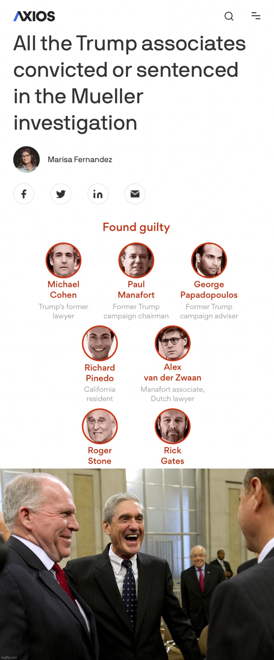 Eyyyy how about that “witch-hunt” | image tagged in mueller investigation trump associates,happy robert mueller | made w/ Imgflip meme maker