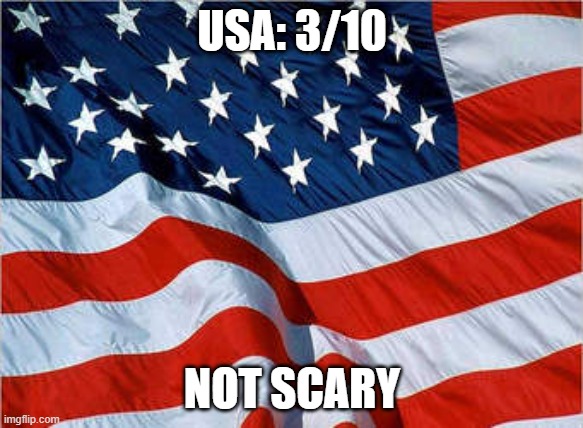 rating EAS alarms: USA | USA: 3/10; NOT SCARY | image tagged in usa flag | made w/ Imgflip meme maker