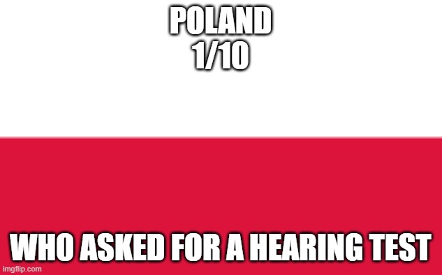 POLAND
1/10; WHO ASKED FOR A HEARING TEST | made w/ Imgflip meme maker