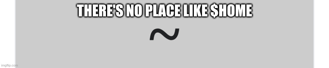 Tilde | THERE'S NO PLACE LIKE $HOME | image tagged in tilde,home,linux,shell,bash,there's no place like home | made w/ Imgflip meme maker