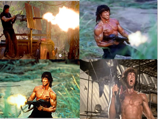Rambo shooting Blank Meme Template