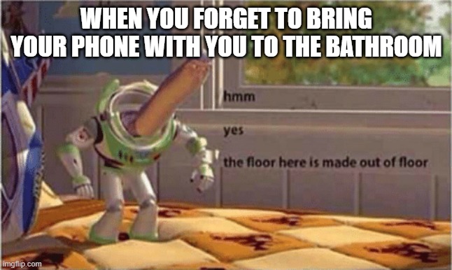 I just like the pattern of the tiles | WHEN YOU FORGET TO BRING YOUR PHONE WITH YOU TO THE BATHROOM | image tagged in hmm yes the floor here is made out of floor | made w/ Imgflip meme maker