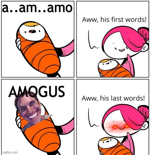 Aww, His Last Words | a..am..amo; AMOGUS | image tagged in aww his last words | made w/ Imgflip meme maker