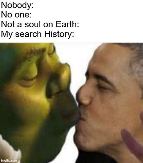 Parents: the internet is a dangerous place. The Internet: | Nobody:
No one:
Not a soul on Earth:
My search History: | image tagged in memes,funny,shrek,obama,the internet,weird | made w/ Imgflip meme maker