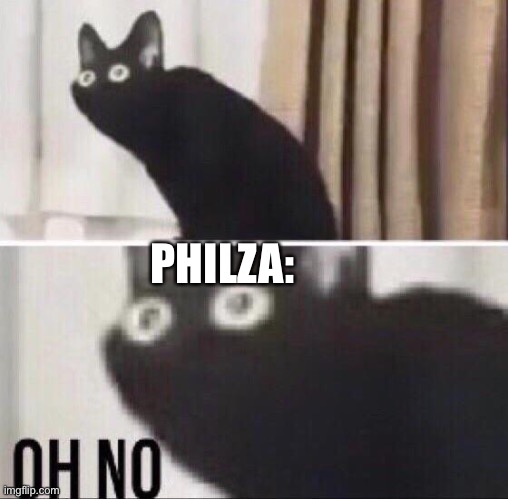Oh no cat | PHILZA: | image tagged in oh no cat | made w/ Imgflip meme maker