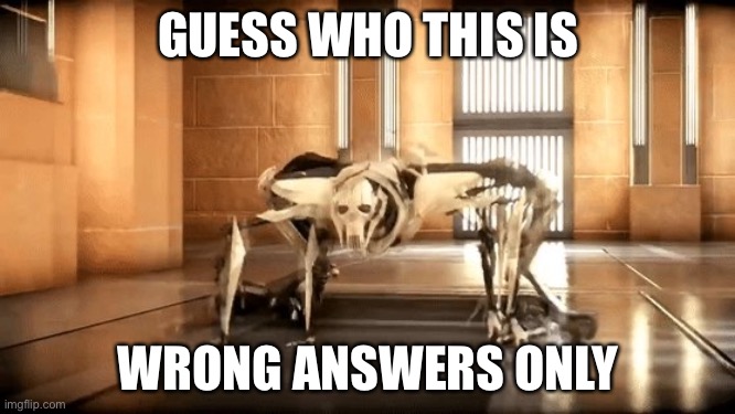 General Grievous Crawl | GUESS WHO THIS IS; WRONG ANSWERS ONLY | image tagged in general grievous crawl | made w/ Imgflip meme maker