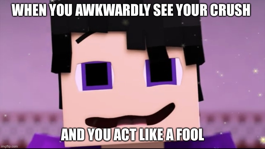When you awkwardly see your crush | WHEN YOU AWKWARDLY SEE YOUR CRUSH; AND YOU ACT LIKE A FOOL | image tagged in when you awkwardly see your crush | made w/ Imgflip meme maker