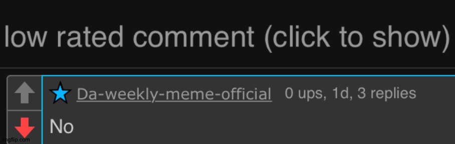 image tagged in low rated comment dark mode version | made w/ Imgflip meme maker