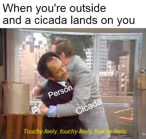George Jefferson | When you're outside and a cicada lands on you; Person; Cicada | image tagged in george jefferson,memes,cicada,cicadas | made w/ Imgflip meme maker