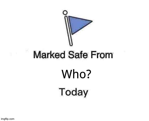 who? | Who? | image tagged in memes,marked safe from | made w/ Imgflip meme maker
