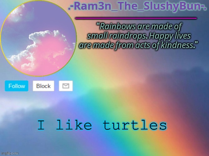 A | I like turtles | image tagged in bored kid's rain bow template _ _ | made w/ Imgflip meme maker
