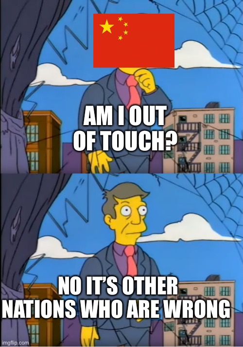 Skinner Out Of Touch | AM I OUT OF TOUCH? NO IT’S OTHER NATIONS WHO ARE WRONG | image tagged in skinner out of touch | made w/ Imgflip meme maker