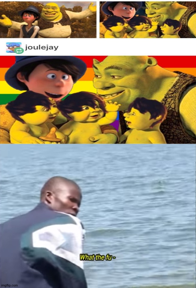 Shrek is always love and life. ✨And happy pride month!✨ | image tagged in what the fu-,memes,funny,funny memes,shrek,pride month | made w/ Imgflip meme maker