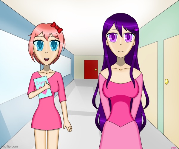 So, here’s Sayori before she and Sephiroth ascended to titanhood (I drew this back in early 2020 so this seems a bit different) | made w/ Imgflip meme maker